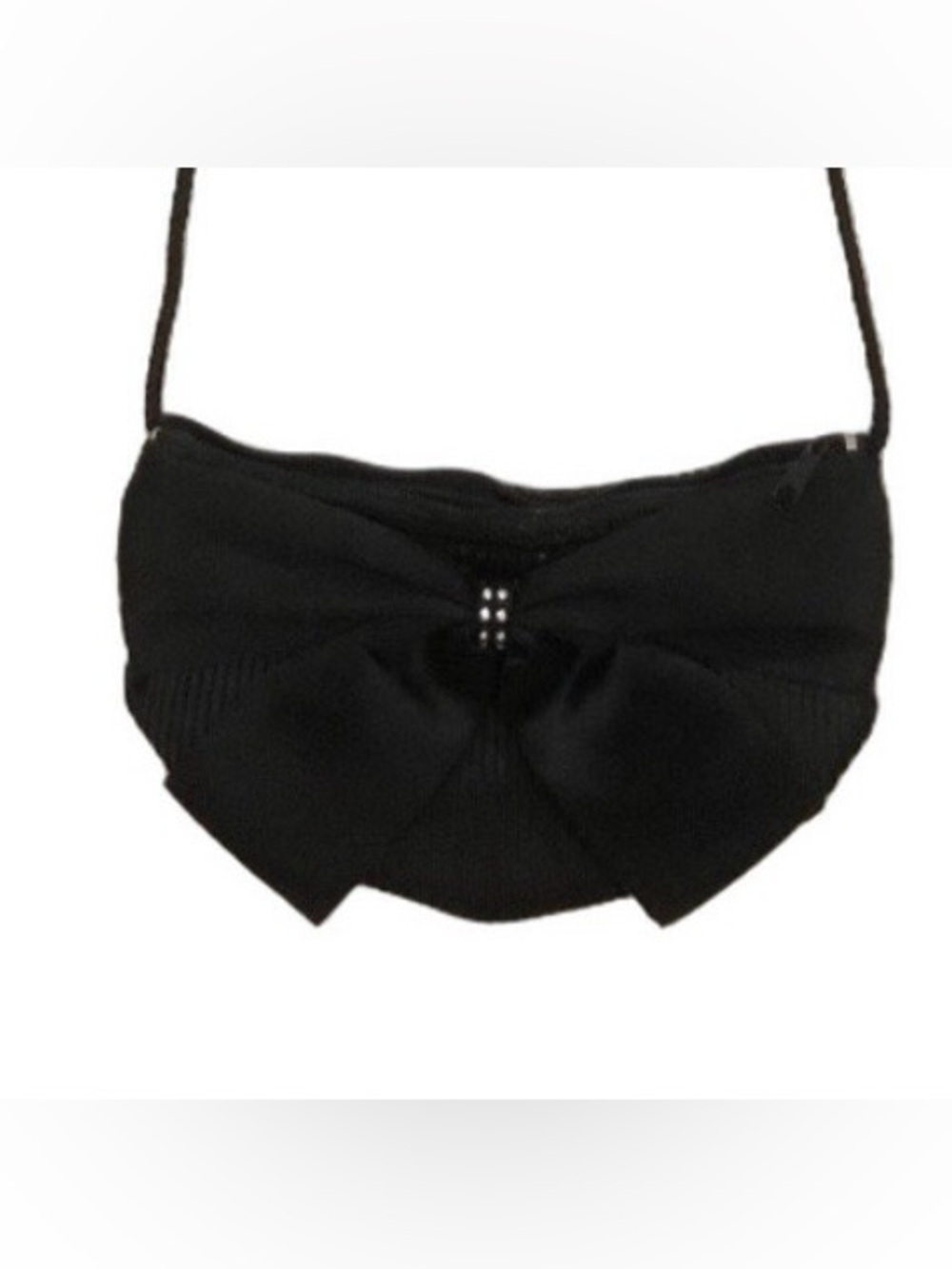 Vintage Pacific Express Black Satin Evening Bag Bow Crossbody Clutch